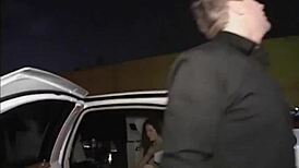 Chiquita Lopez picks up guys at the video house and has hardcore sex in the car