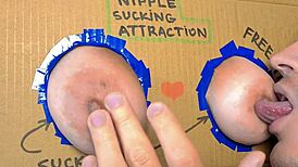 Nipple sucking with intense big tit action