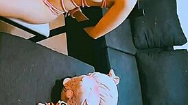 teen brunette argentinian takes creampie in tight petite ass during anal pounding