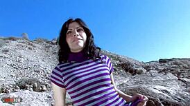 Pretty Latina Strips at Beach