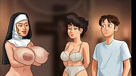 Yo, caught this church milf banging herself with a baton in Summertime Saga! 😲