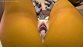 Renamon feels deep pleasure in furry anal