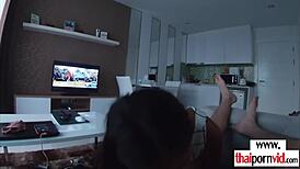 omg, massaging my boyfriends cock with oil is so hot, i cant even... cute thai girl here