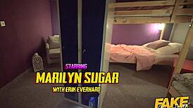 sweet horny teen gets super wet riding massive cock in haunted locker! 🎃