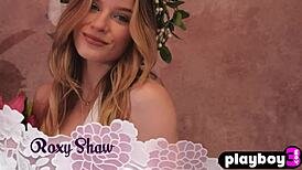 Cute Blonde Roxy Shaw Strips And Poses