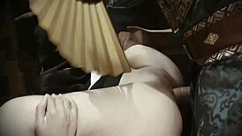 In the heat of warfare, a beautiful warrior faces rough challenges in her roleplay fantasy.