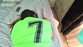 young doll-like woman begs for doggystyle sex and cum on her small tits