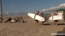 Hardcore threesome with milf riding big cock and pussy licking action