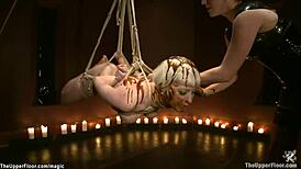 Bound Slave Spread with Chocolate for Intense Submission Play