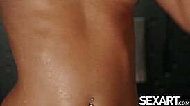 Damn, watch this stunning blonde and sexy brunette in hot lesbian action!