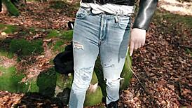 fuck in forest with hot chick, damn i luv her levis jeans