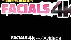 Wow! Tiny blonde craves multiple dripping facials in wild threesome