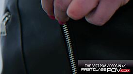 Tiny slut Petra Blair rides huge cock in tight hairy pussy. She moans in cowgirl!