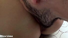 i can’t stop eating her teen pussy close up till she cums. dripping wet orgasm with ripped clothes drives me crazy.