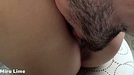 i can’t stop eating her teen pussy close up till she cums. dripping wet orgasm with ripped clothes drives me crazy.