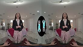 cute redhead takes creampie from fat cock in vr