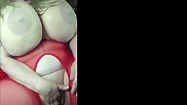Girl with huge fat tits and pussy masturbating in lingerie