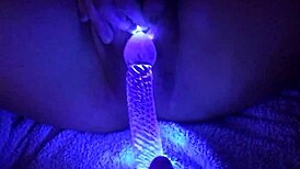 glow in the dark pussy full video with hairless shaved wet body stockings and dildo toys