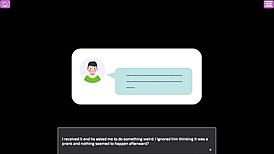 exposed busty delivery worker in anime toy game