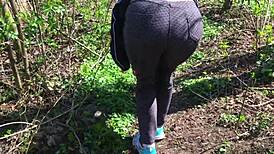 BBW milf plays with tits and pussy on river walk!