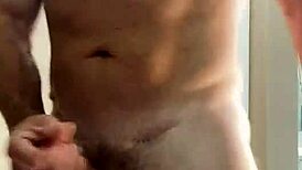 Got horny while pissing in the bathroom with my big cock.