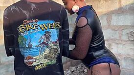 Nigerian police woman bent over for rough action