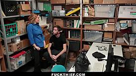 Busty Lady Officer Catches Thief for Hard Office Sex Deal