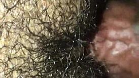 i love that tight pussy getting fucked bareback with a big cock, it's so hairy and monster sized. feels amazing!