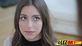 Busty brunette intensely rimmed by horny teen girl