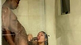 Sloppy blowjob in bathroom by amateur couple