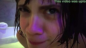 teen babe in jacuzzi uses dildo for hotel fun