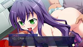 Anime hentai pervert plays with toys in public outdoor game.