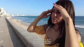 Horny photographer enjoys teen latina couple outdoors.