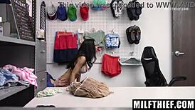 black hair milf tia cyrus gets caught stealing underwear and punished in doggystyle