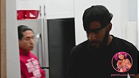 Bratty Ebony Cheerleader Submits to Interracial Group with Big Black Cocks