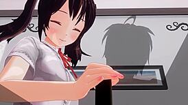 Uncensored anime imouto anal teasing with edging handjob