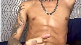 Brazilian Skinny Lad Jerks Off Solo at Home