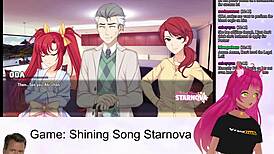 Petite Vtuber Lewdneko continues Aki route in Shining Song Starnova visual book