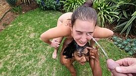 Ever seen Indian vs white girl toilet threesome?