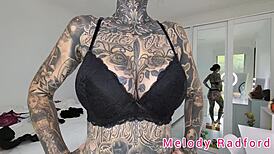 Goth Petite Melody Radford Tries Big Tits Lingerie!