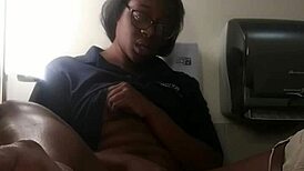 ebony babe's intimate bathroom counter fingering session