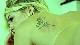 natural busty blonde step mom guides step daughter in intimate licking skills.