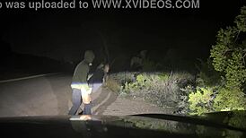 Blonde babe caught flashing gets rough roadside pounding