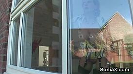 i saw unfaithful british mature lady sonia show her large titties