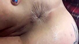 Blonde solo anal squirt with wet fingering and assfucking intensity