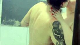 My friend called me to bathe her, so we fucked hard as lesbians