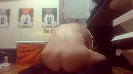 Tranny with big tits and cock gets ass fucked hard