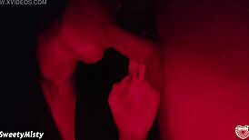 Sexy brunette passionately sucks big cock after nightclub