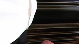 gorgeous brunette shoves huge cock in ass