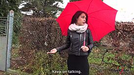 French girl rides stranger's cock in van with deepthroat and tight pussy